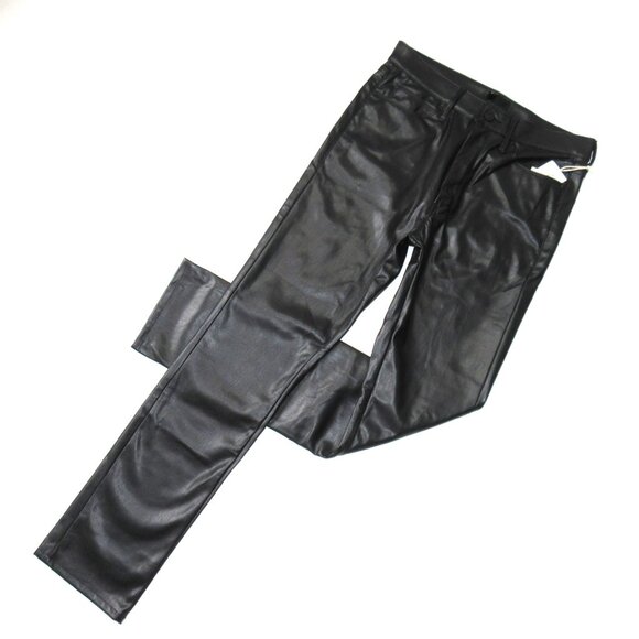 NWT Mother Dazzler Skimp in Wax On Wax Off Black Faux Leather Stretch Pants 30 - Picture 4 of 10